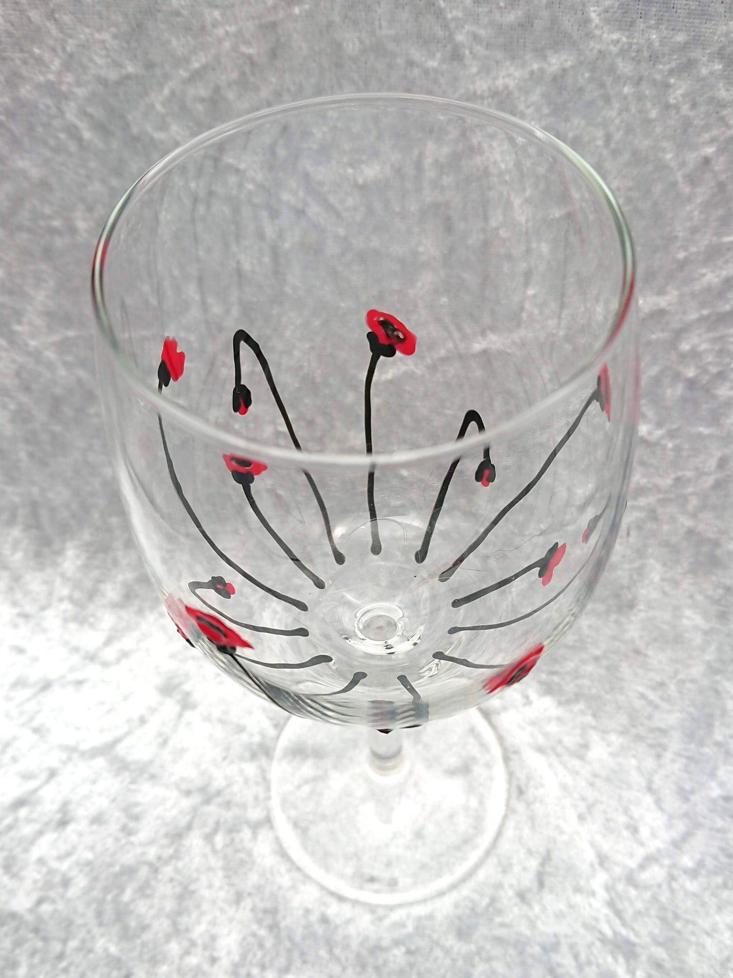 Hand-painted Poppy small wine glass