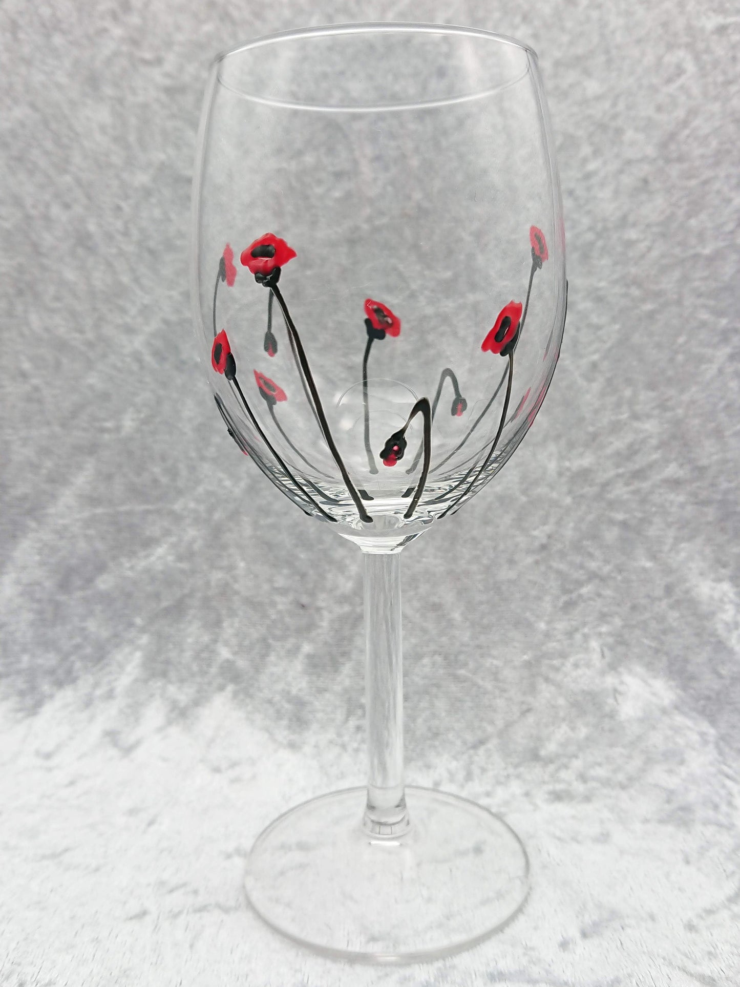 Hand-painted Poppy small wine glass