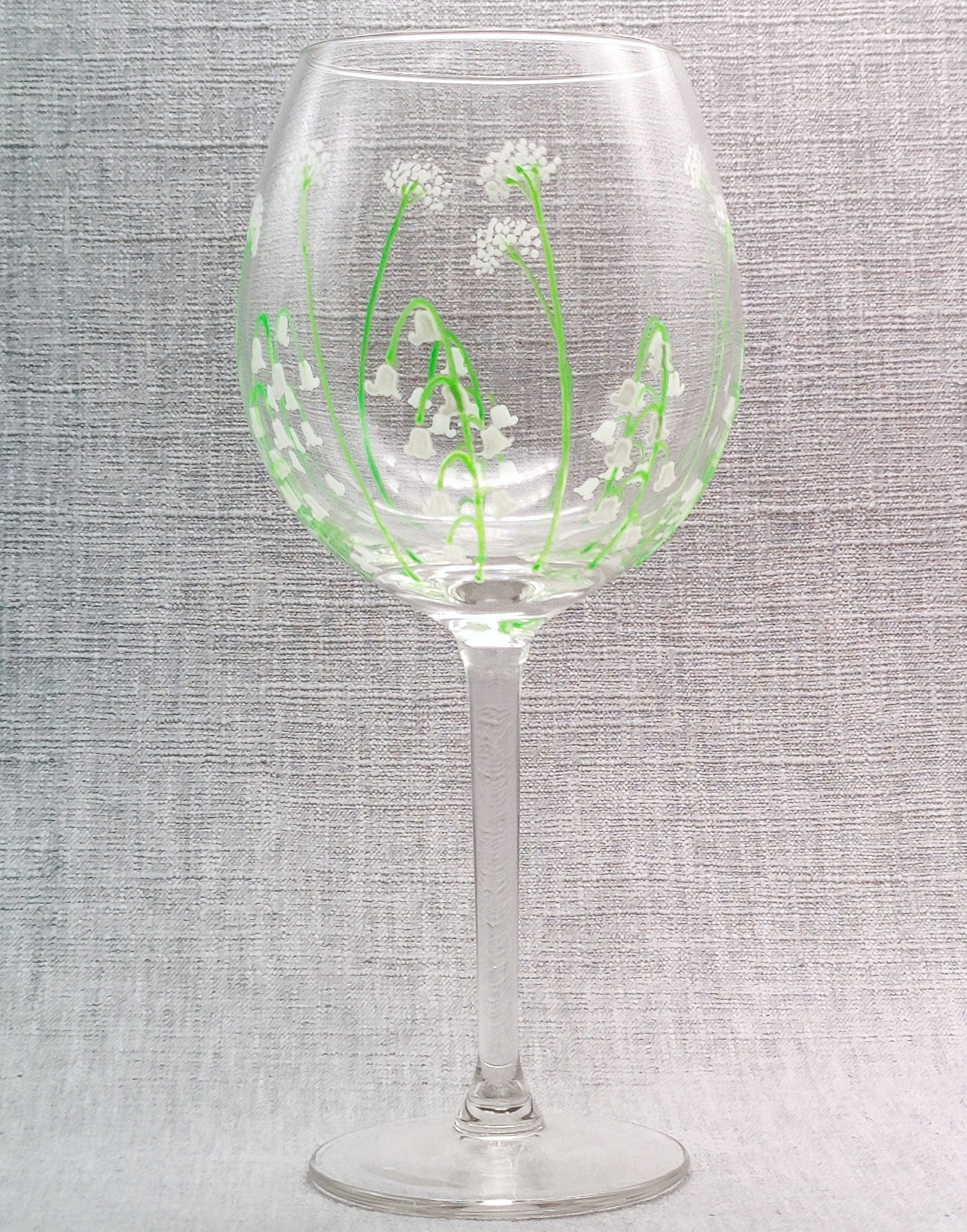 Hand-painted 'Lily of the Valley' large Wine Glass