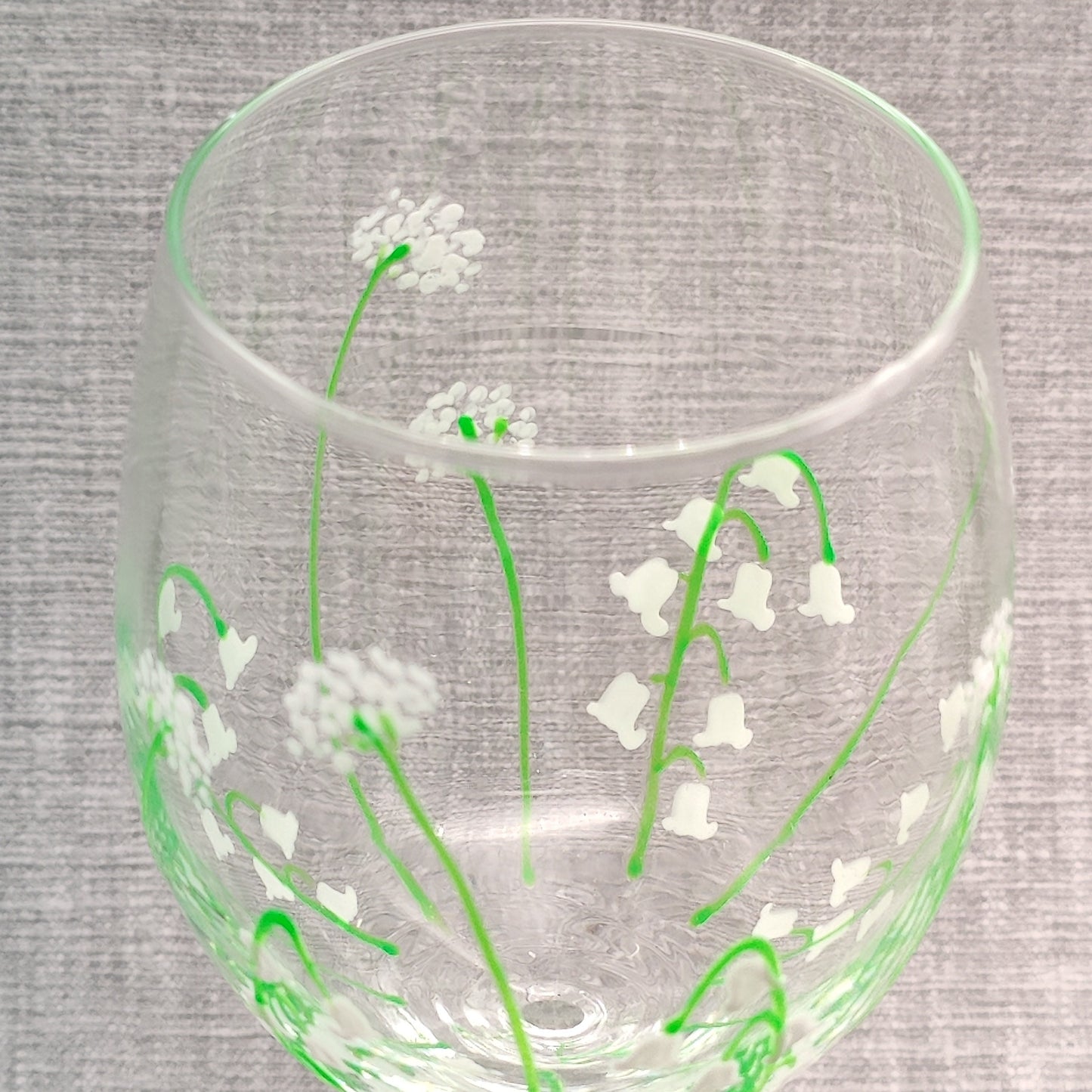 Hand-painted 'Lily of the Valley' large Wine Glass