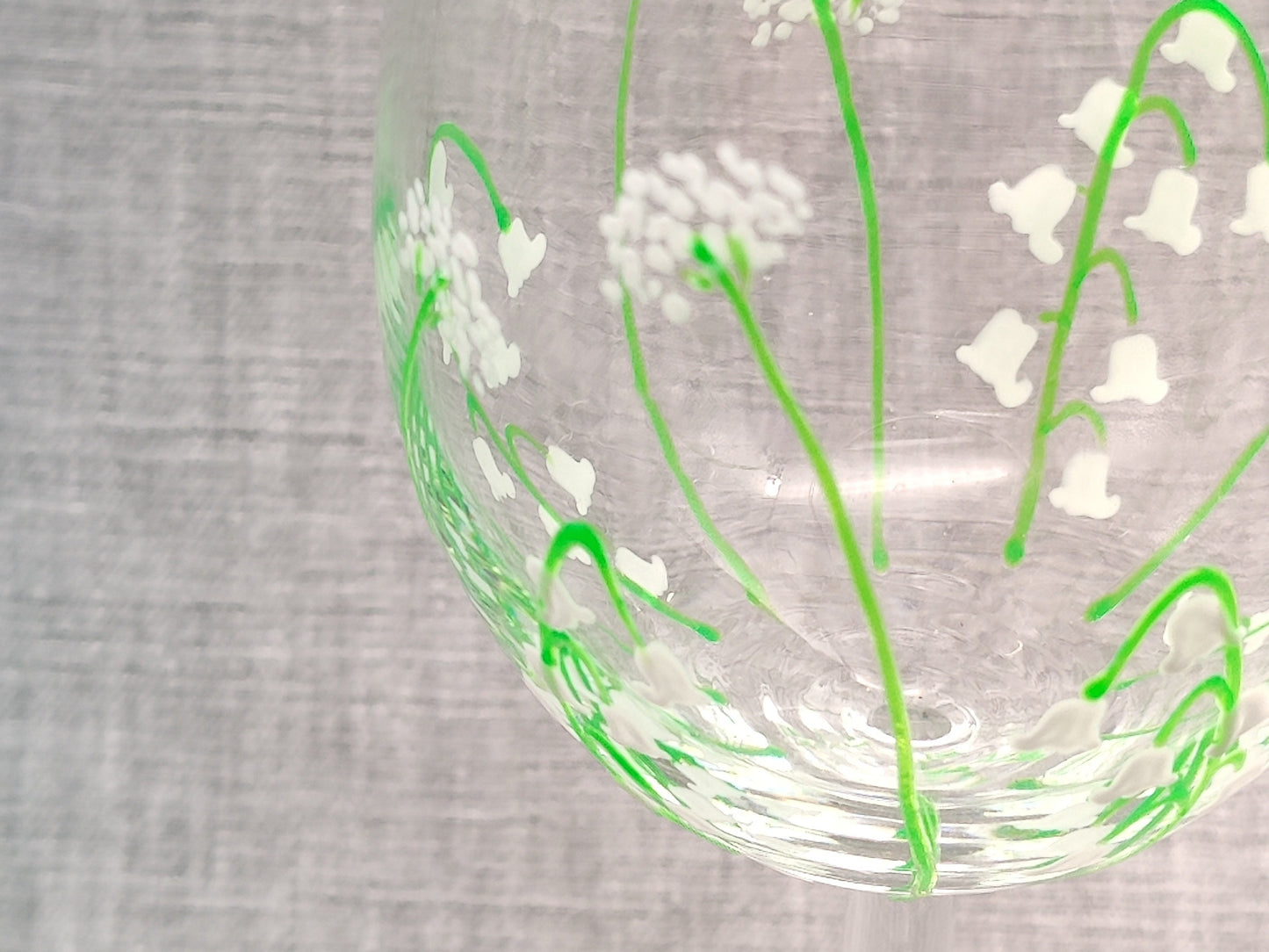 Hand-painted 'Lily of the Valley' large Wine Glass