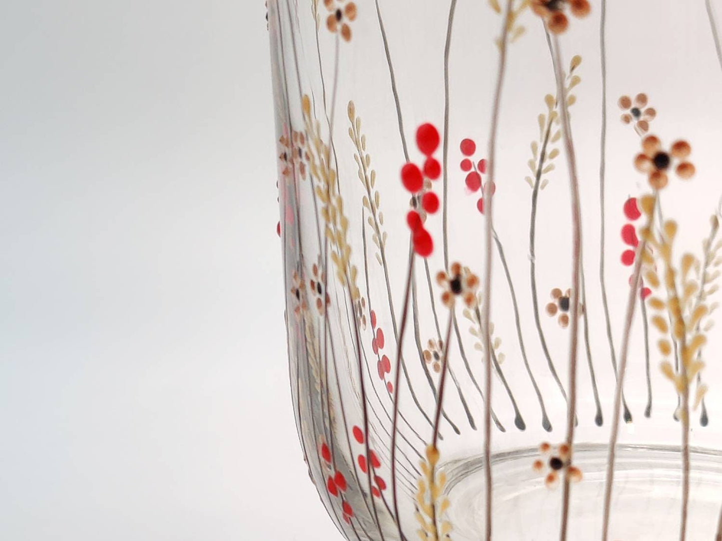 Hand-painted 'Autumn meadow' Glass Vase/ Candle Holder