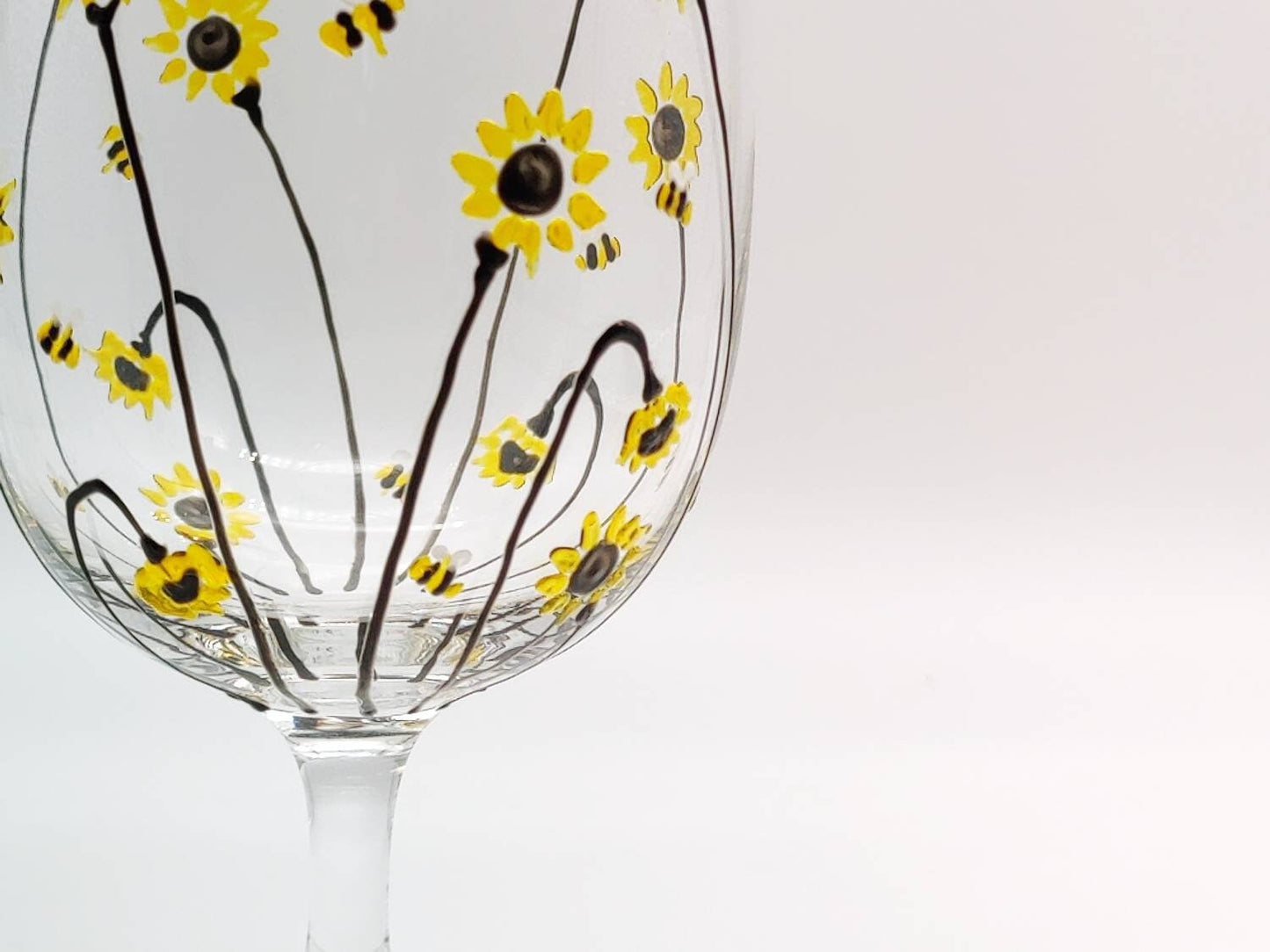 Hand-painted 'Bee & Sunflower' design Beer Glass