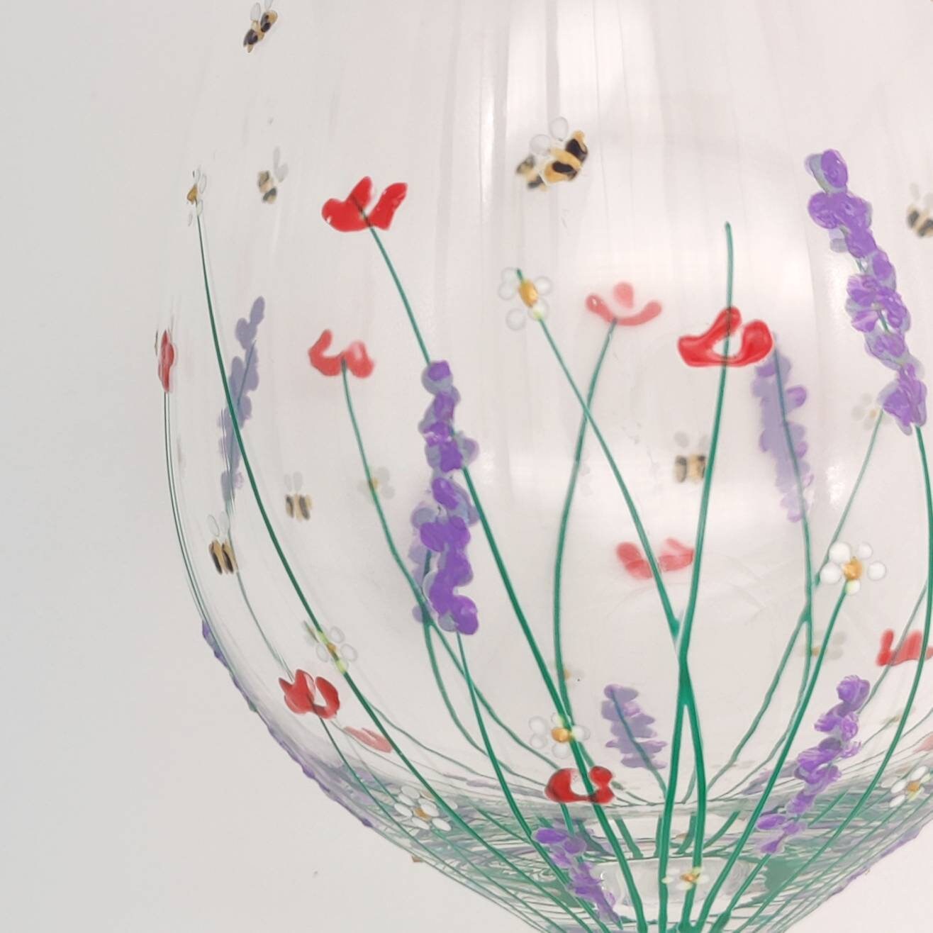 Hand-painted 'Summer meadow '  large Gin Glass