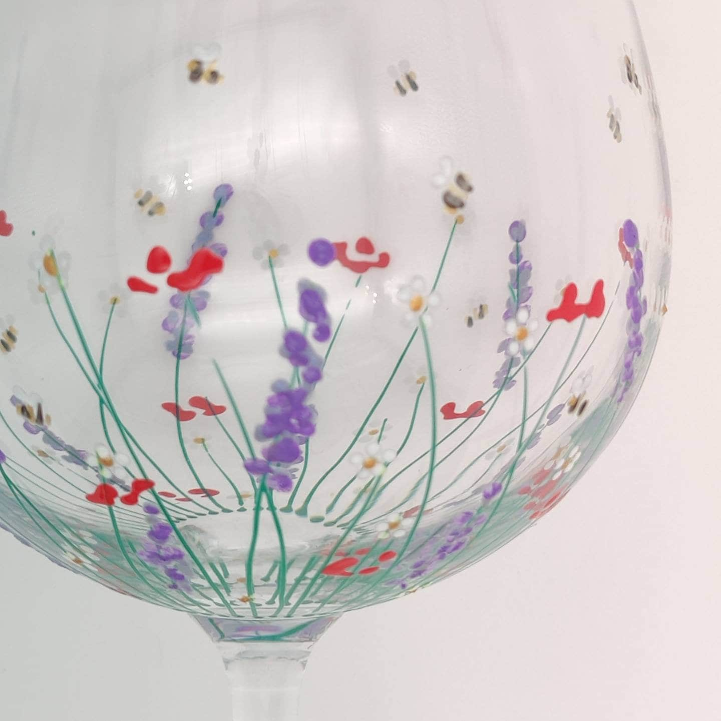 Hand-painted 'Summer meadow '  large Gin Glass