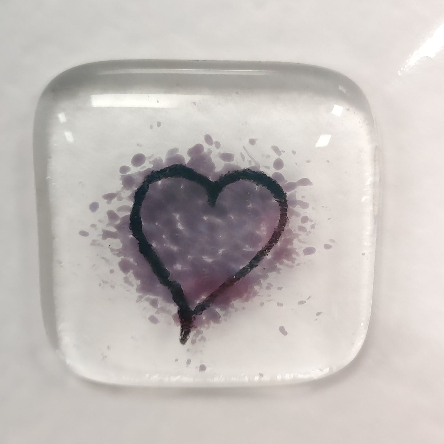 Fused glass pocket token card- Heart - Mother's Day - Mum card