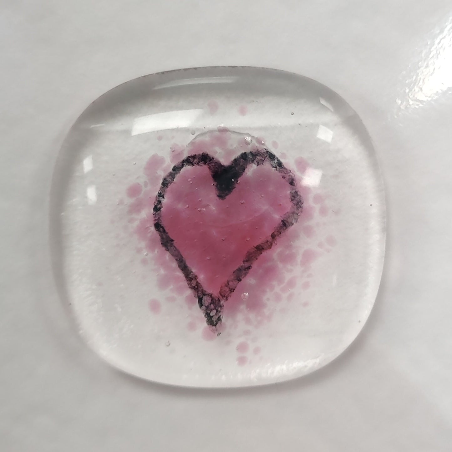 Fused glass pocket token card- Heart - Mother's Day - Mum card