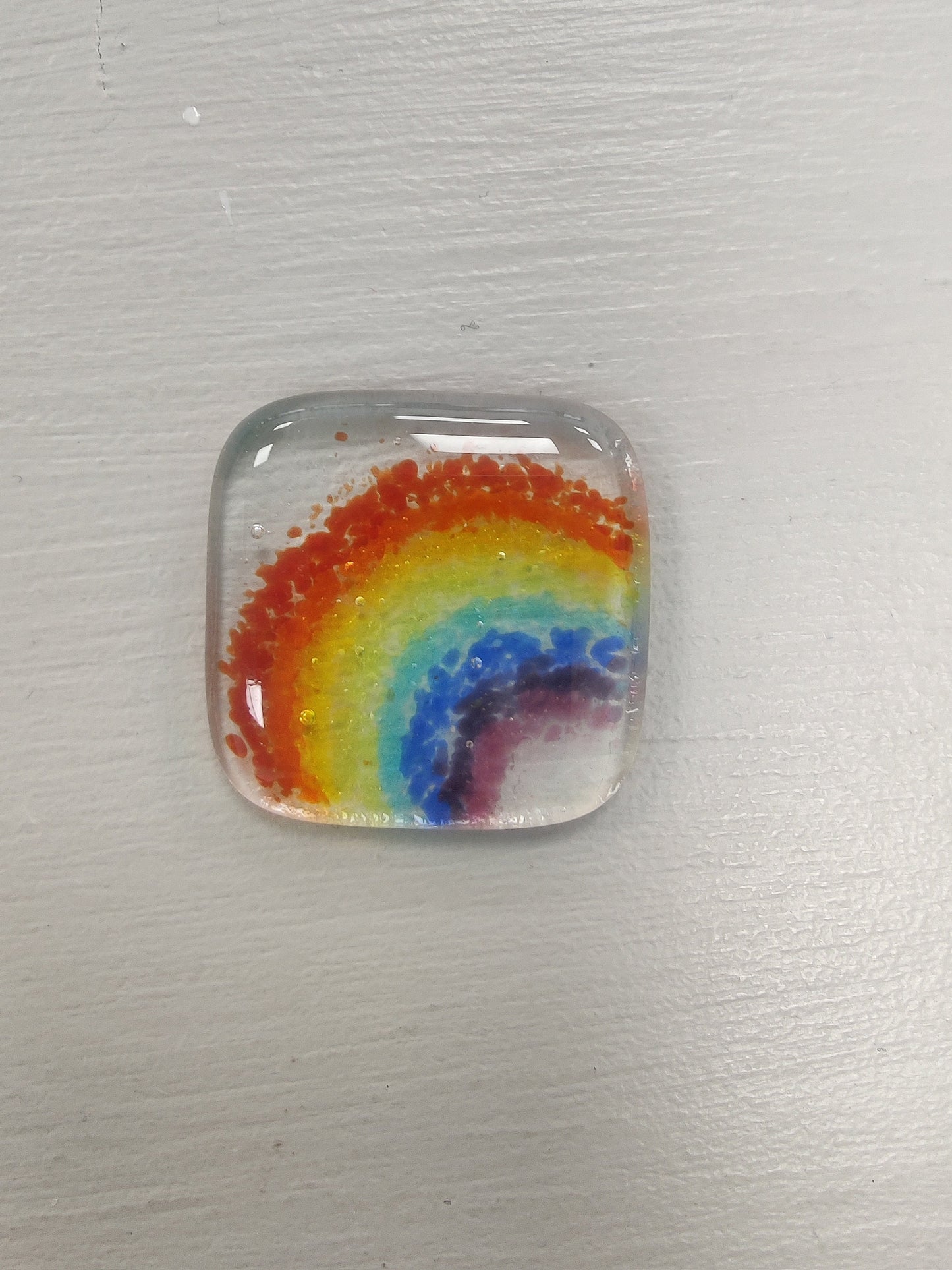 Fused glass pocket token card - Rainbow - inspirational- thoughtful