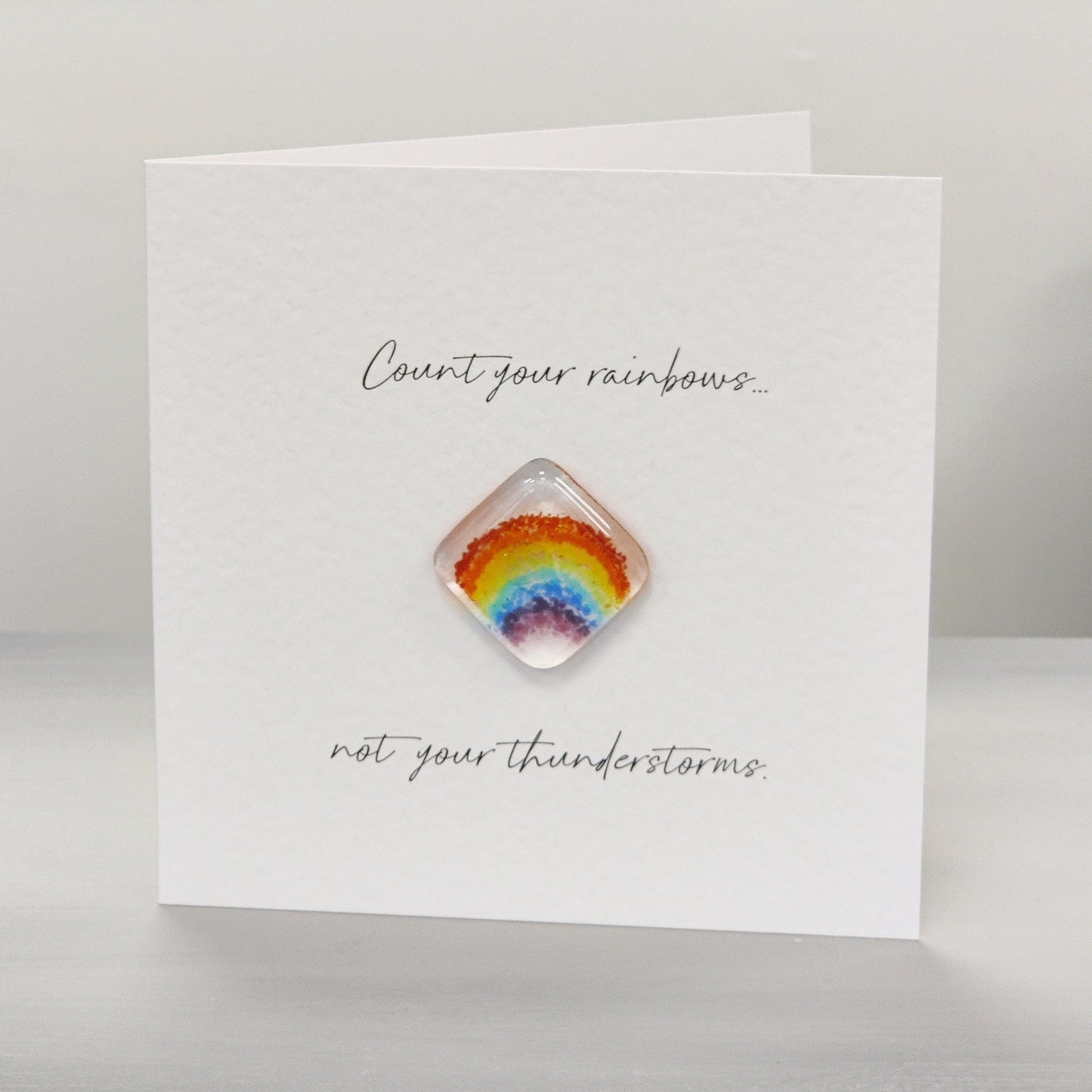 Fused glass pocket token card - Rainbow - inspirational- thoughtful