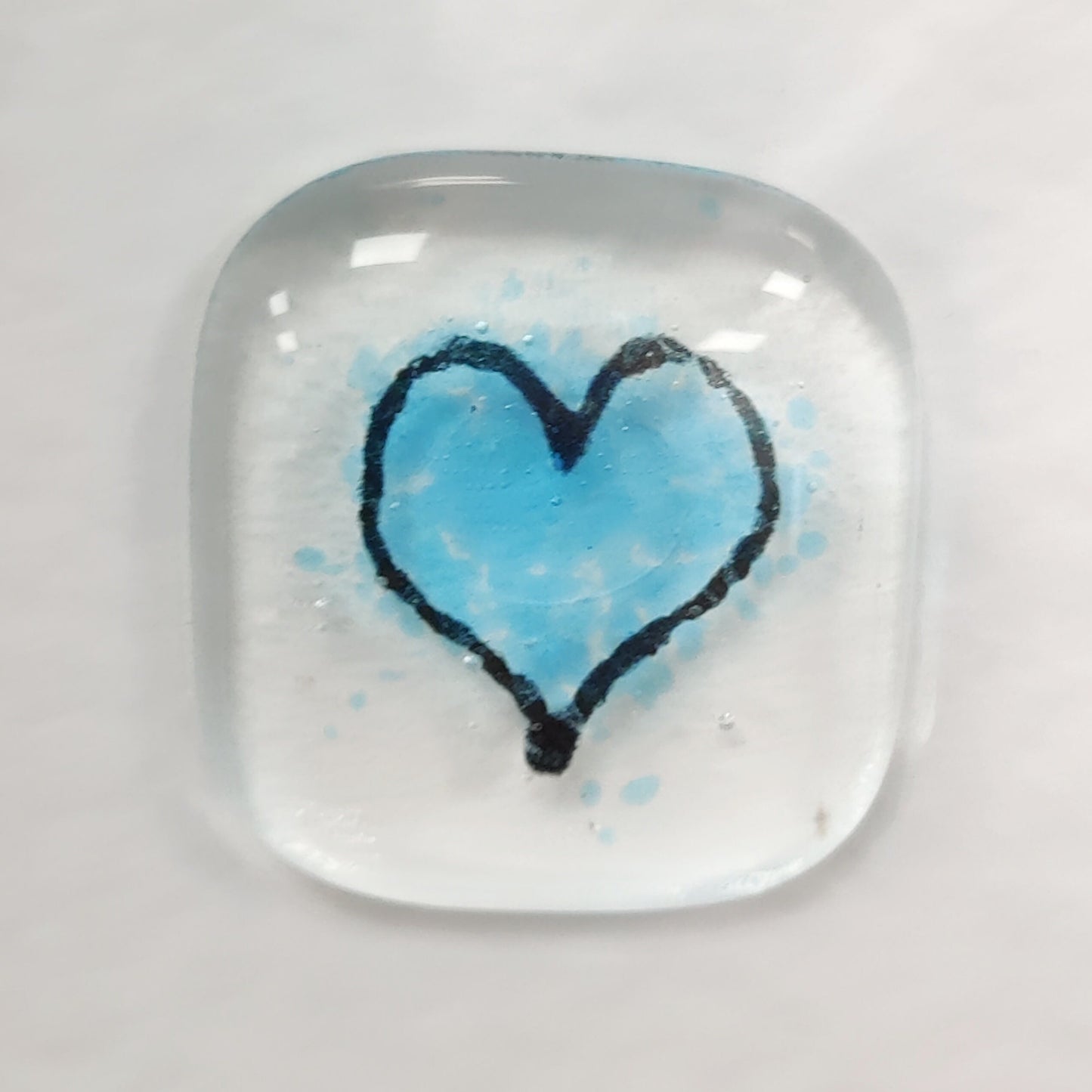 Fused glass pocket token card- Heart - Mother's Day - Mum card