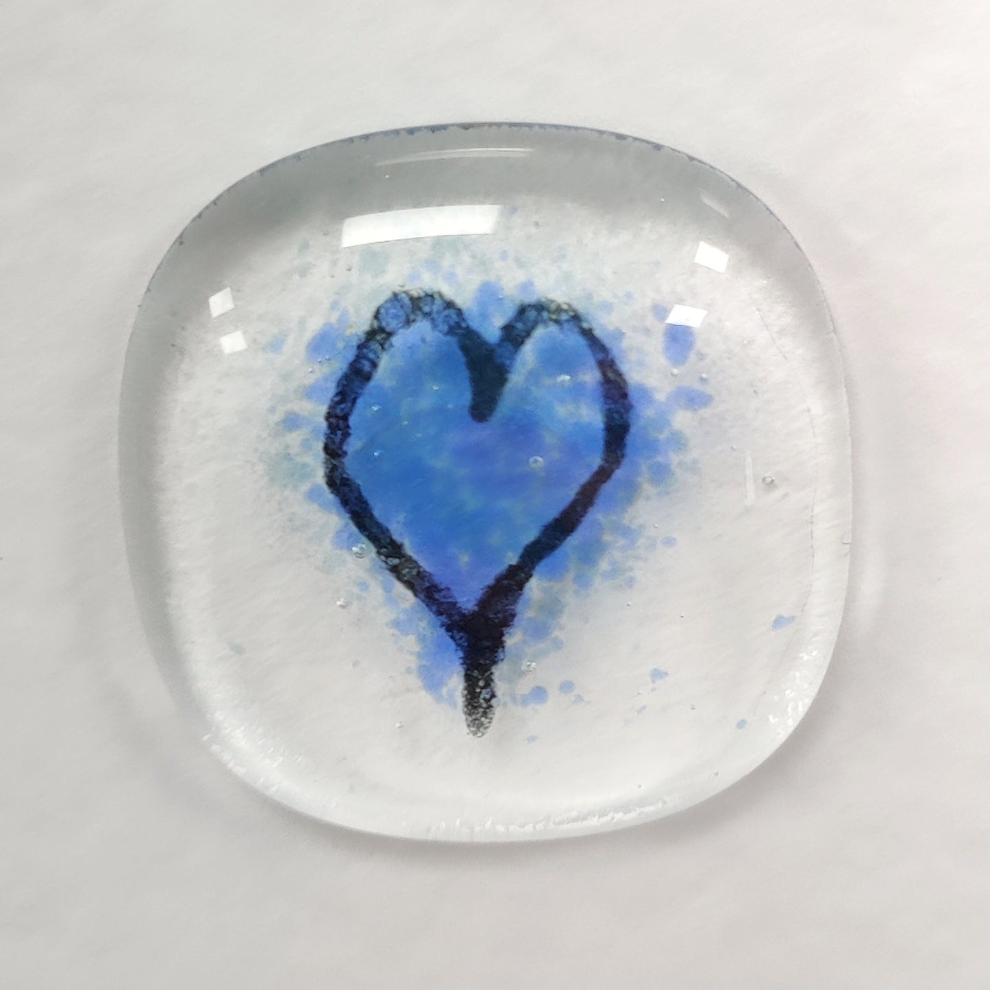 Fused glass pocket token card- Heart - Mother's Day - Mum card