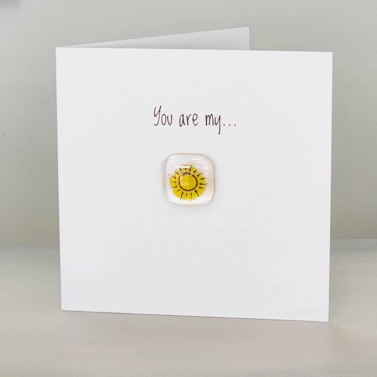 Fused glass pocket token card - You are my... Sunshine