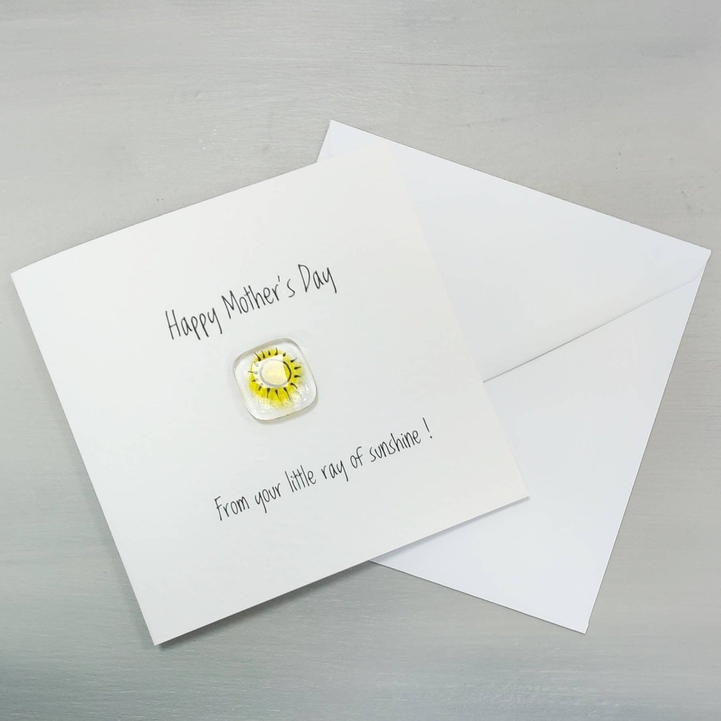 Fused glass pocket token card - sunshine - Mother's Day card